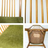 Lot de 6 chaises rembourrées Benze Mid Century avec entretoises en bois vert Design danois vintage des années 70