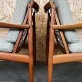 Pair of teak easy armchairs by Svend Aage Eriksen for Glostrup