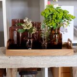 Set 5 vases in blown glass art glass ALLEX, Drôme