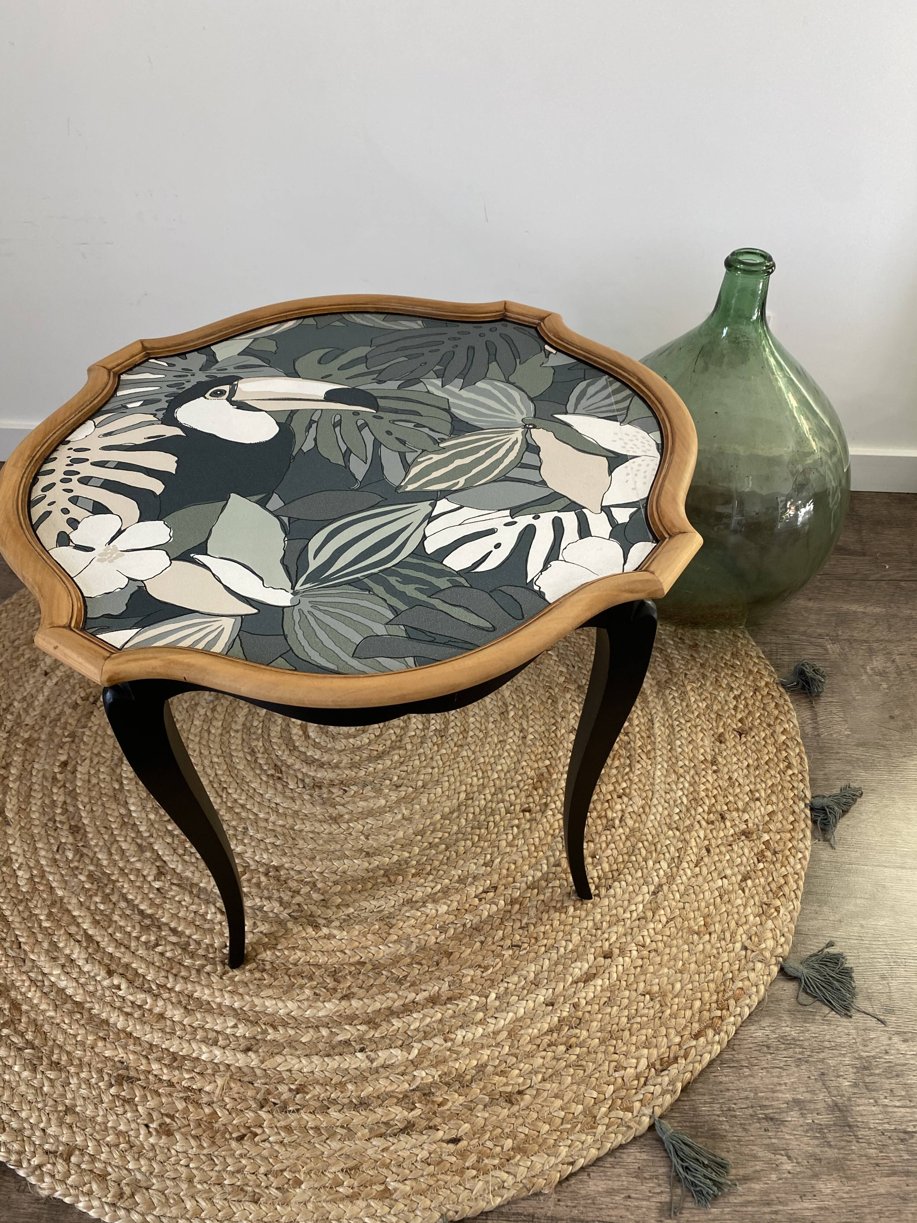 Classic style coffee table restyled black and jungle