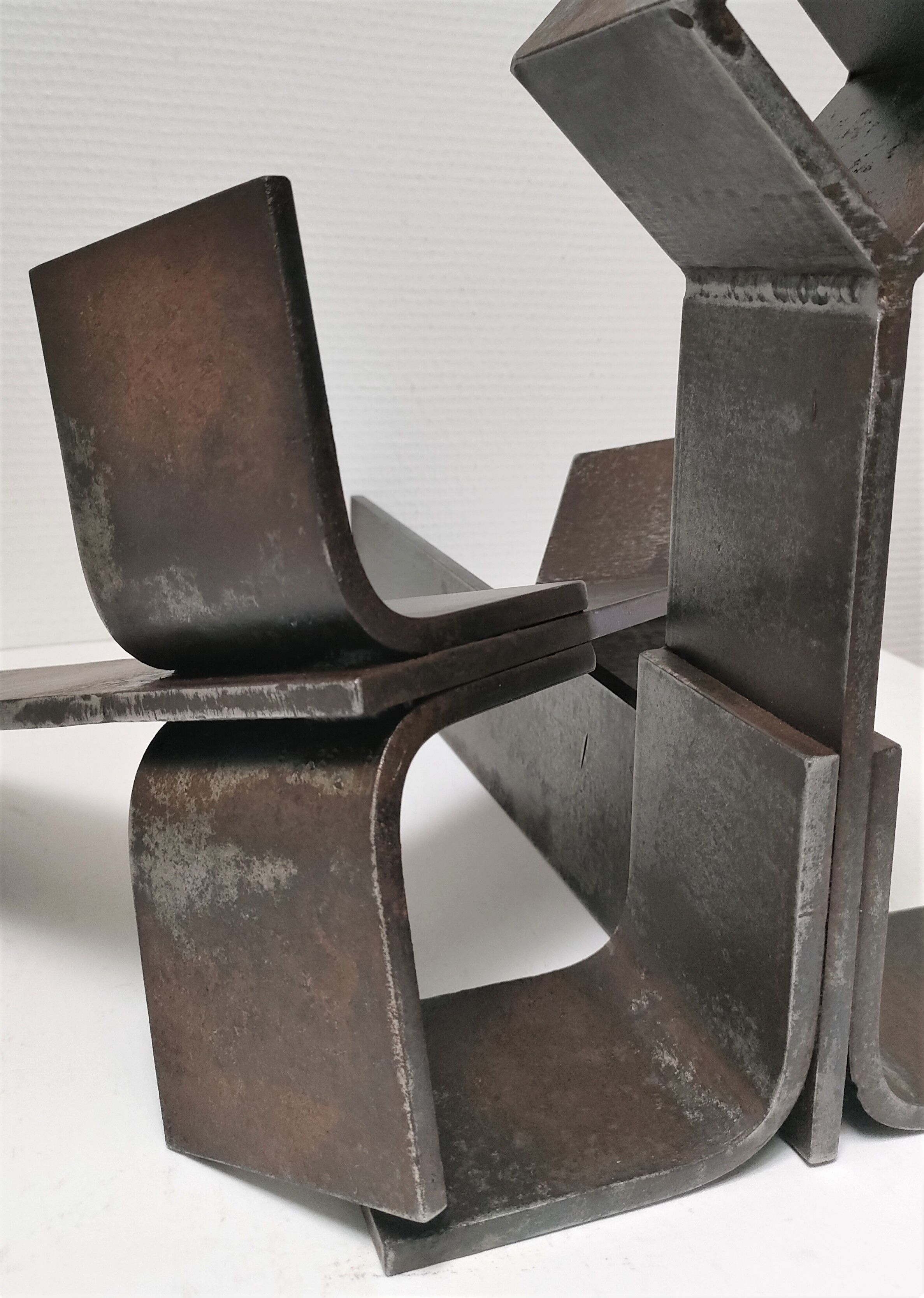 Paire de chenets modernistes acier design années 70/80