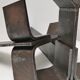 Paire de chenets modernistes acier design années 70/80
