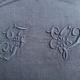 2 large damask napkins dyed in dark blue FV