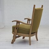 1970s, Scandinavian armchair, cotton/wool fabric, solid oak wood.
