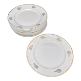 Plates with flowers and silver edging