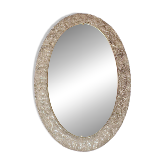 Erco large oval illuminated wall mirror in melted ice acrylic, 1970s
