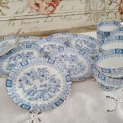 Set of 8 coffee cups and porcelain sub-cups Bavaria model China Blau