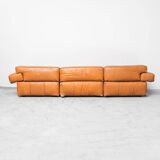 Divano modulare vintage a 3 posti en pelle anni '70 modernariato