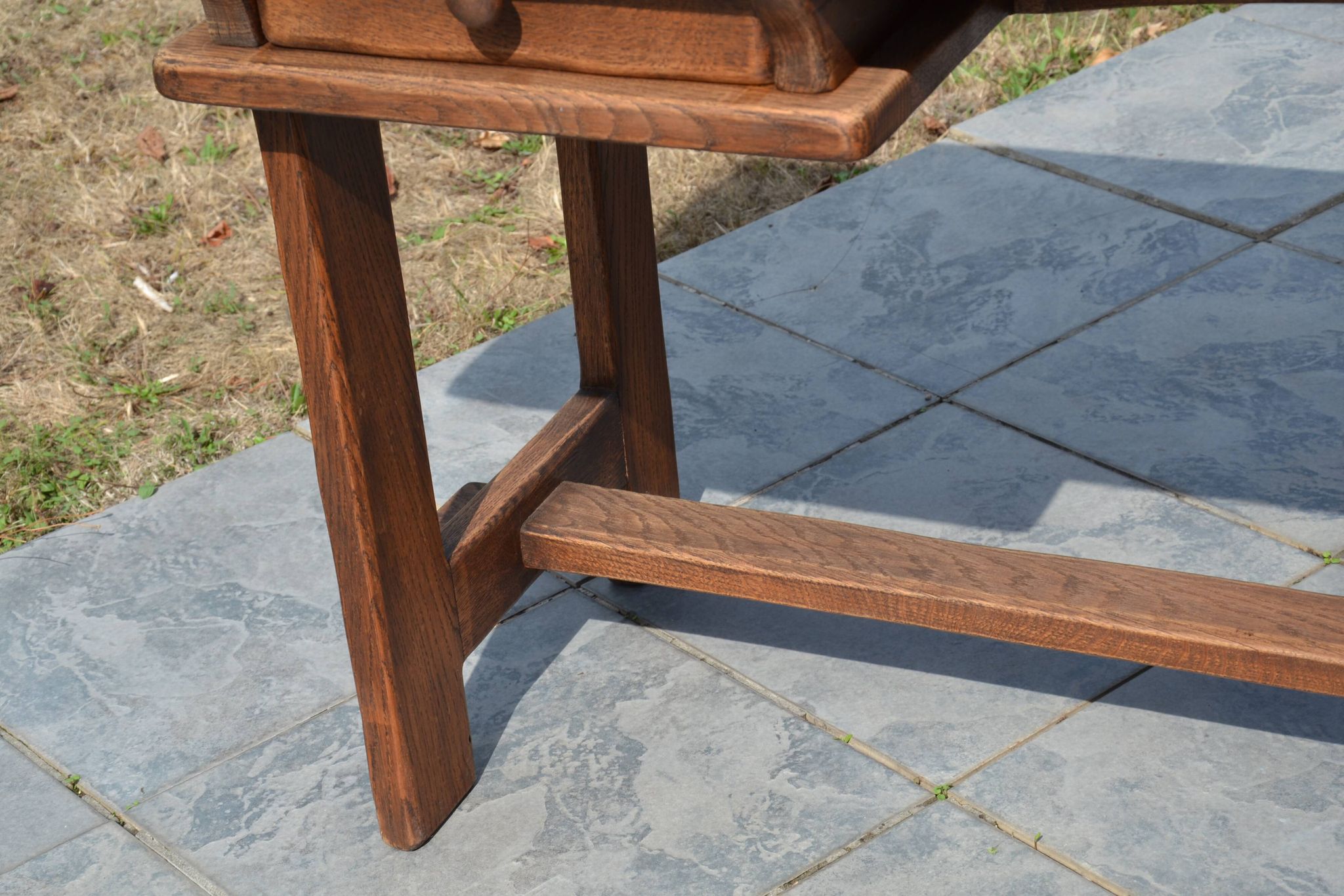 "Brutalist" farmhouse desk/table in solid oak