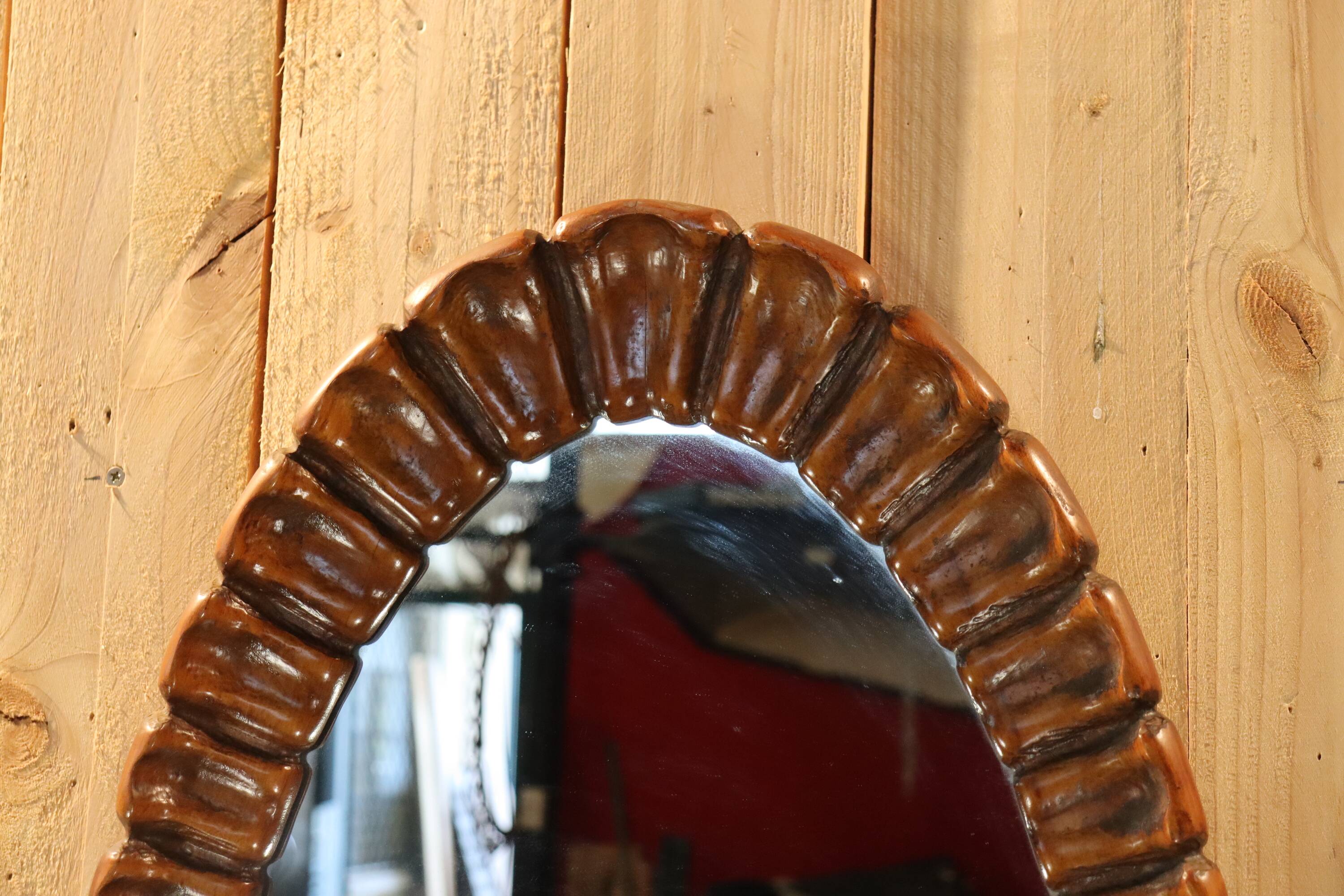 Large oval wooden mirror 1950