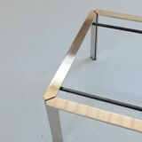 Chrome and travertine coffee table, Artelano France, 1980s.