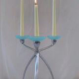 Chrome and blue seventies candlestick