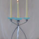 Chrome and blue seventies candlestick