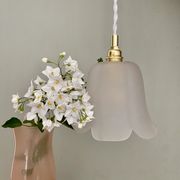 Vintage tulip pendant in frosted glass in the shape of a flower