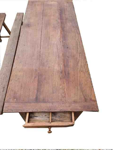 Farmhouse table in chene 200cm + 2 benches