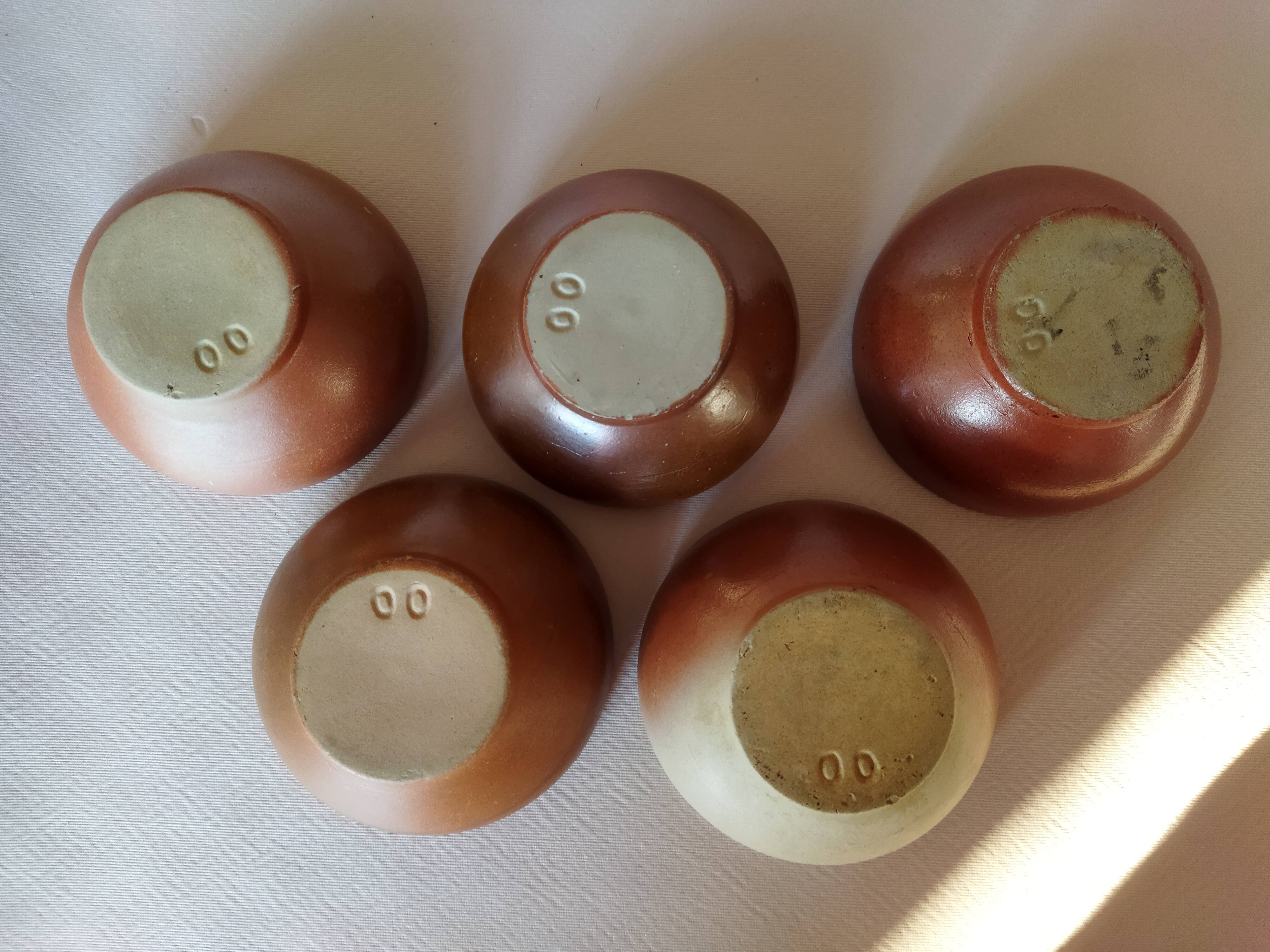 Set of 5 bowls in glazed stoneware size 00