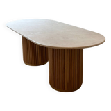 Marble and wood dining table
