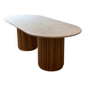 Table à manger en marbre et bois