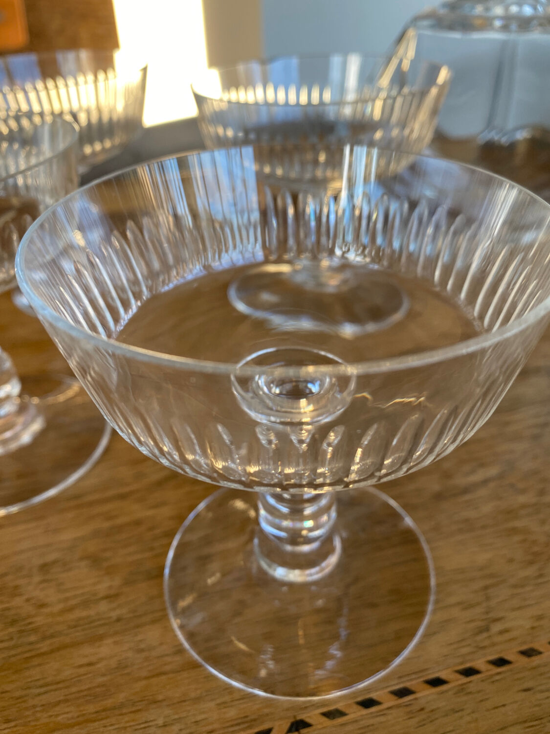 5 crystal champagne glasses