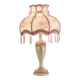 Vintage pink Victorian table lamp – fabric shade, fringes