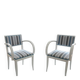 Pair of Vintage Art Deco Style Armchairs - White Wood and Striped Fabric