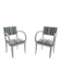 Pair of Vintage Art Deco Style Armchairs - White Wood and Striped Fabric
