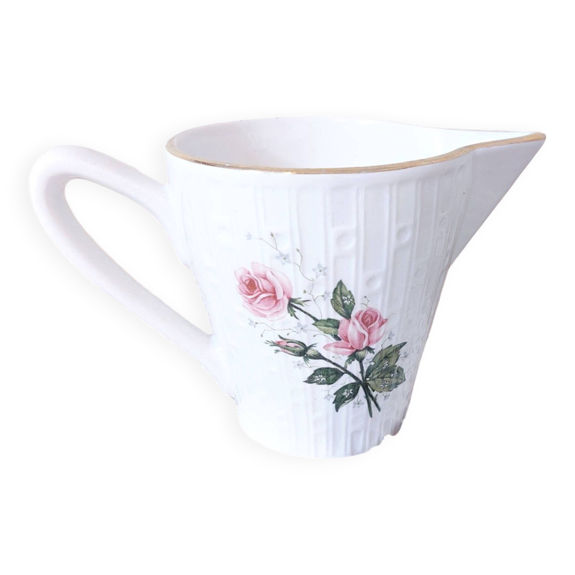 Luneville KG France milk jug, pink rose decor