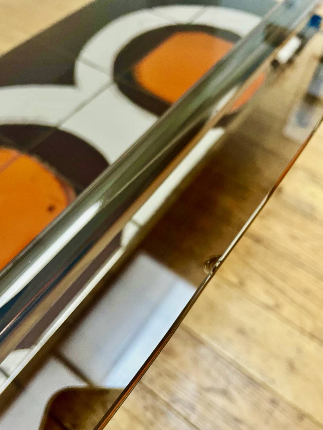 Vintage coffee table in smoked glass and ceramic