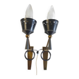 Polished varnished bronze wall lights from the Lunel house - 1950s