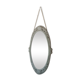 Oval mirror Art Deco patinated linen