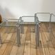 Trio of pull-out coffee tables in glass and chrome metal 70s
