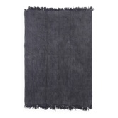 Tapis Kilim Vintage Noir Uni, Style Minimaliste Brut, 175x228 Cm