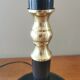 Vintage lamp base in black leather and brass