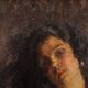19th century Italian Impressionist female portrait painting