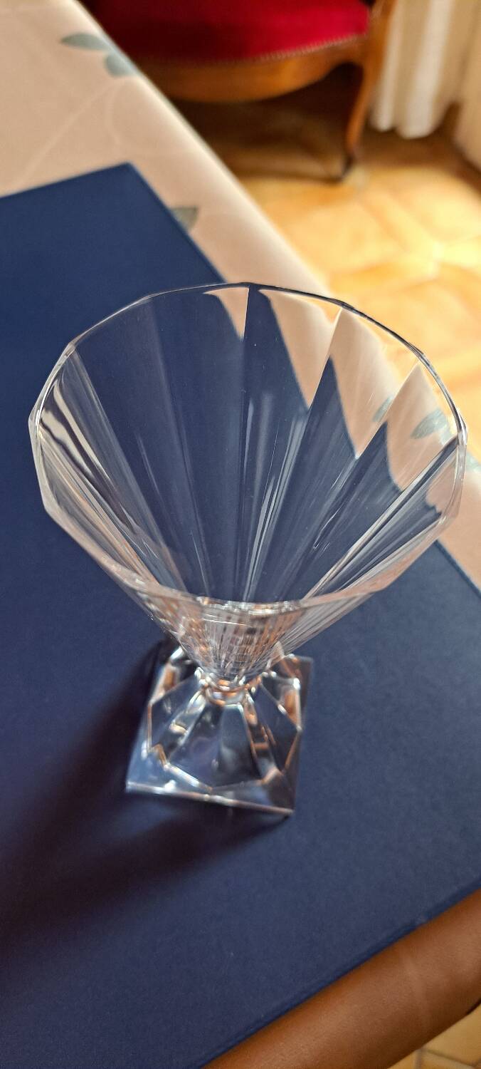 9 crystal d'arques wine glasses pyramid model designer Jacques Durand 80s