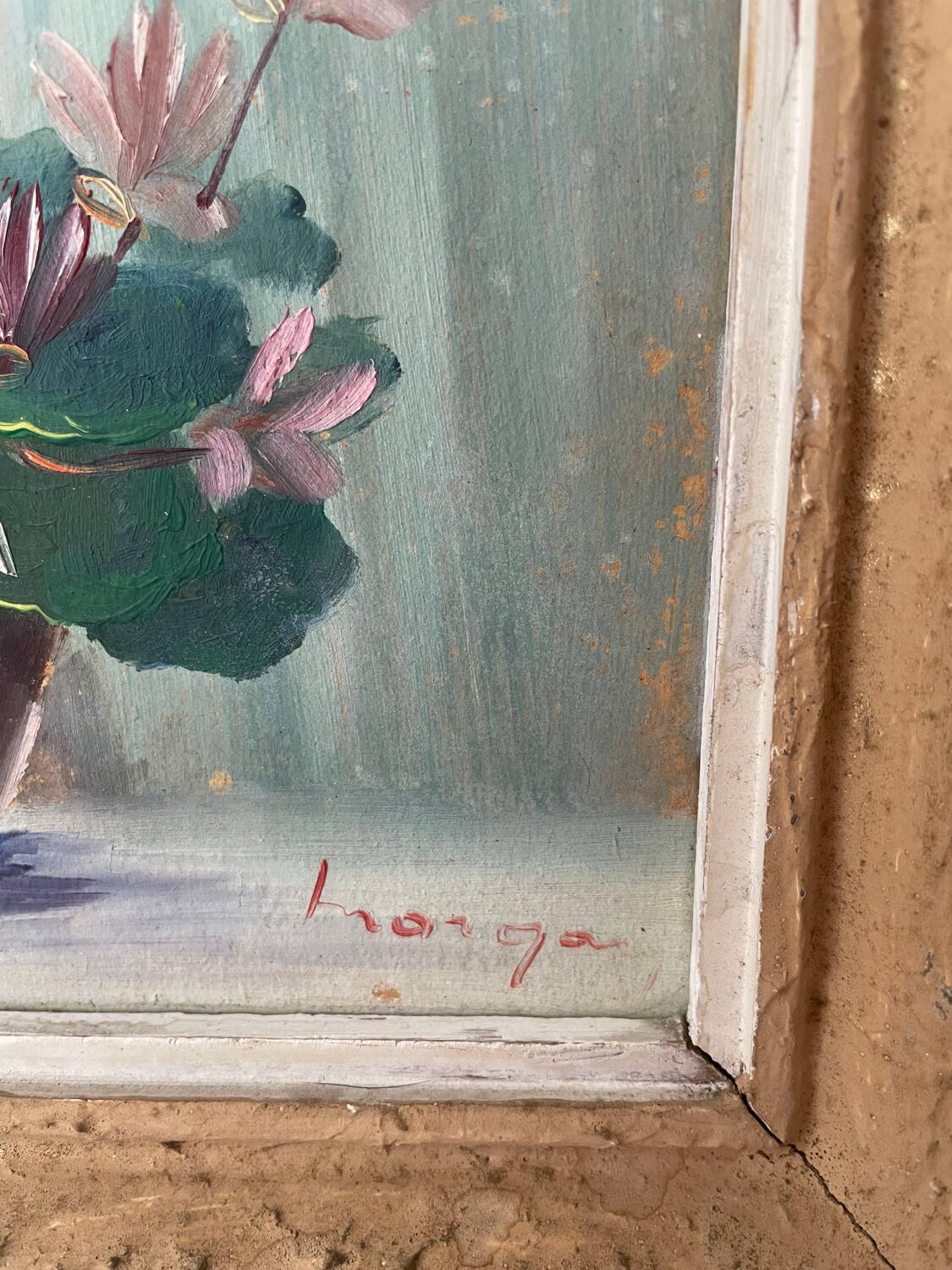 Pair of small paintings, bouquet of flowers