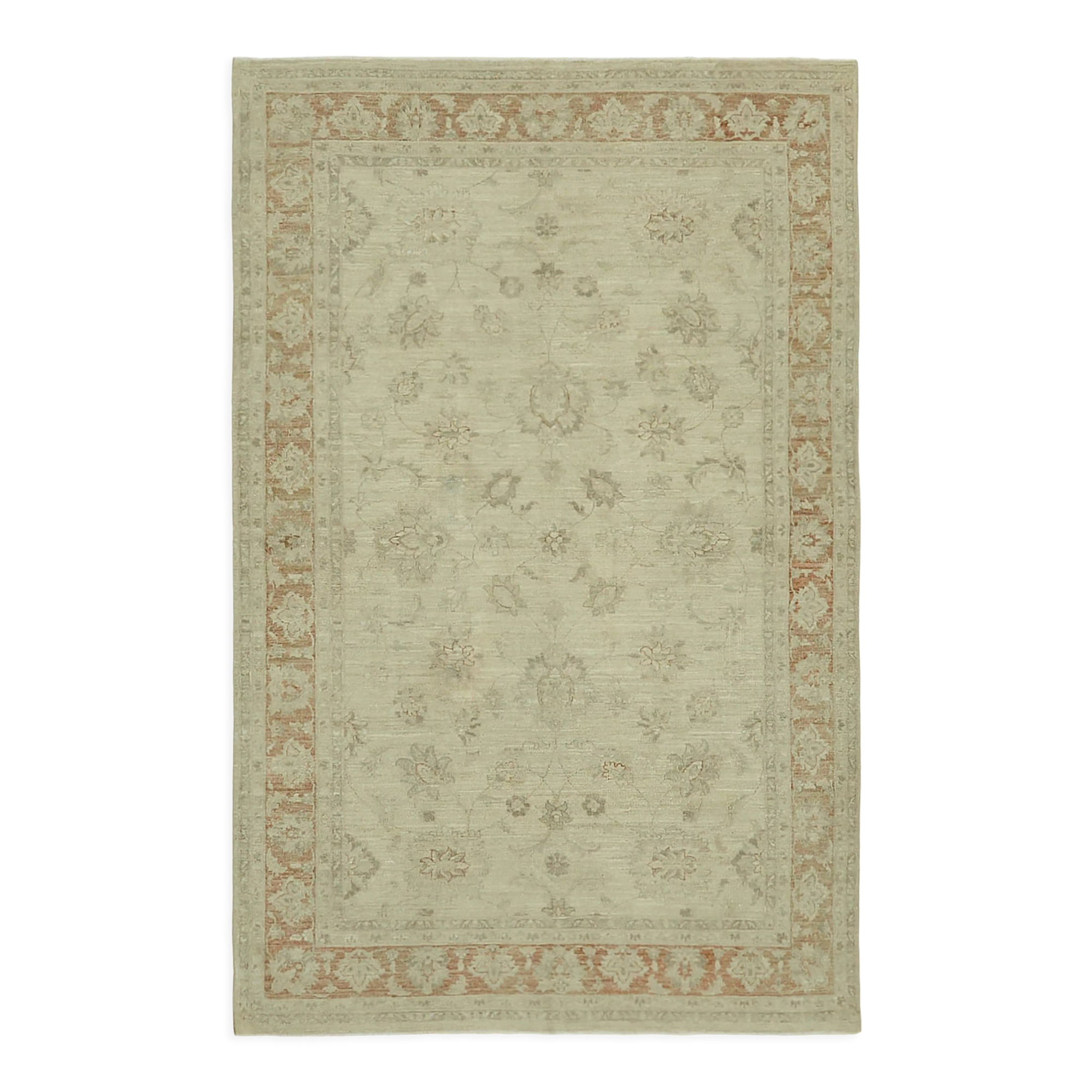 Hand-knotted persian vintage 1970s 196 cm x 295 cm beige wool carpet