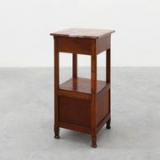 Art Deco Wood and Terracotta Marble Top Nightstand, France 1920s