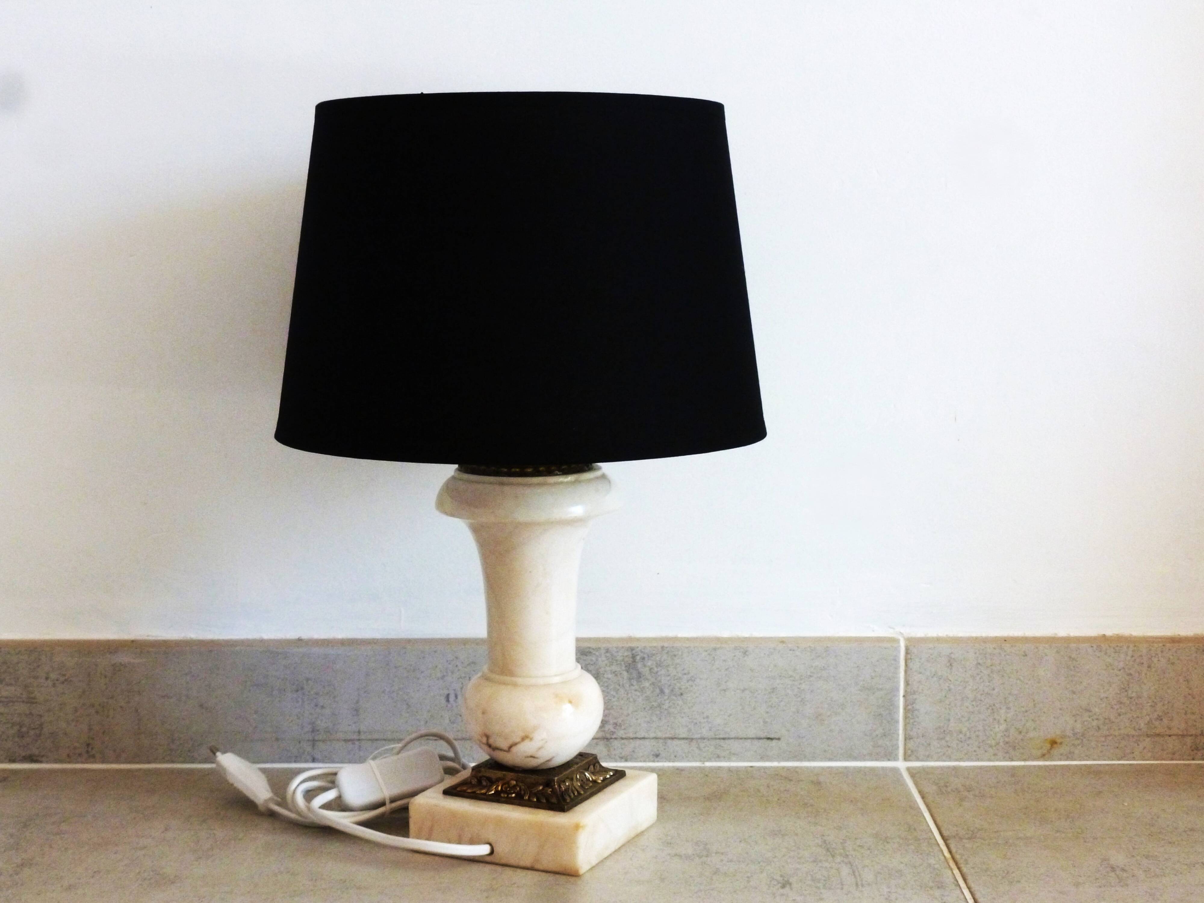 Alabaster and brass lamp, living room table lamp, decorative home lamp