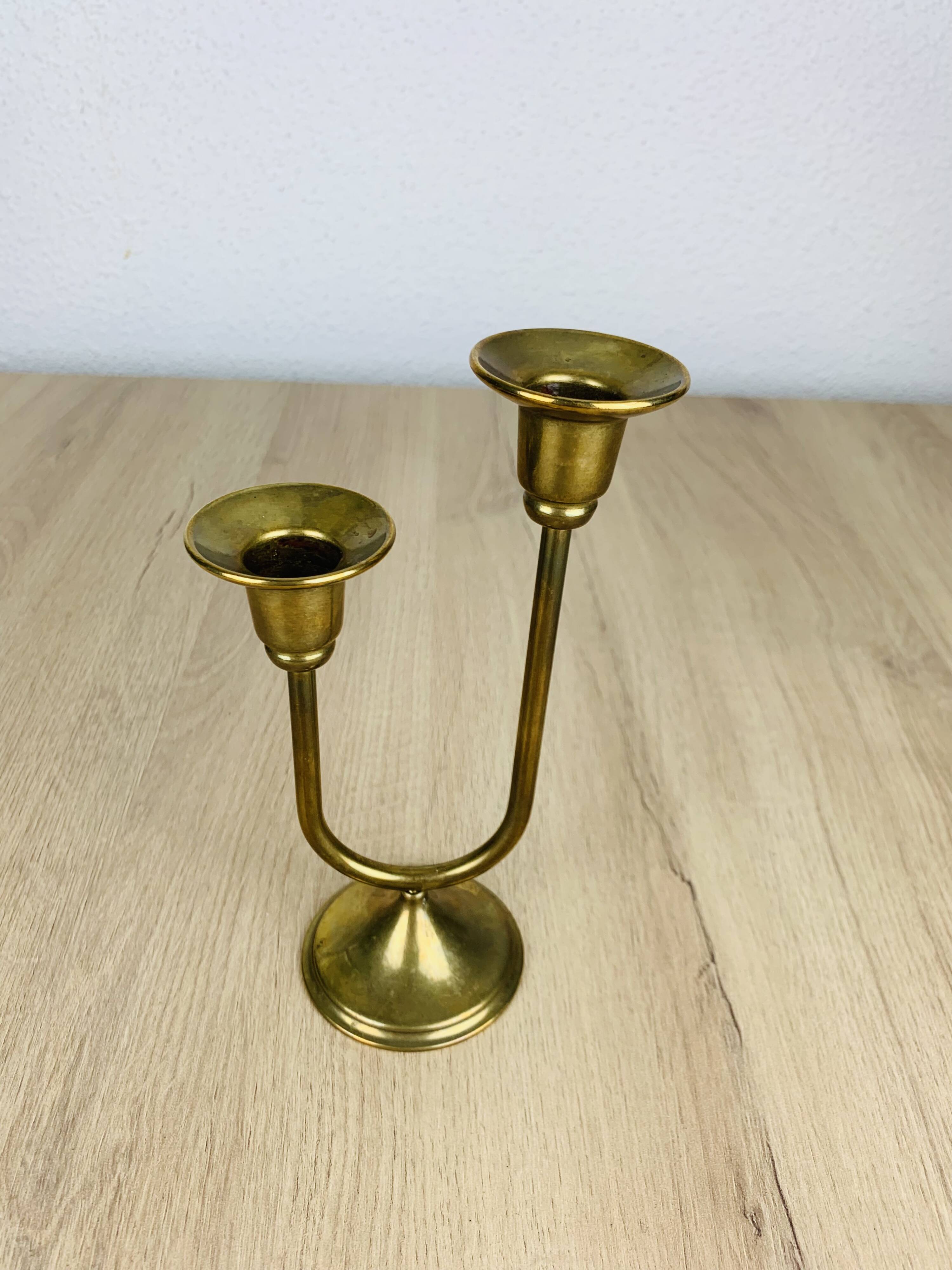 Bougeoir laiton double, vintage