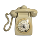 Old white dial phone beige dial, earphone, vintage velvet cover