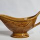 Gien earthenware fish service, 6 plates and a sauce boat, 25 cm