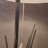 Desk lamp in marble and metal plated silver cigne decorated signed by agudo,