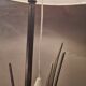 Desk lamp in marble and metal plated silver cigne decorated signed by agudo,