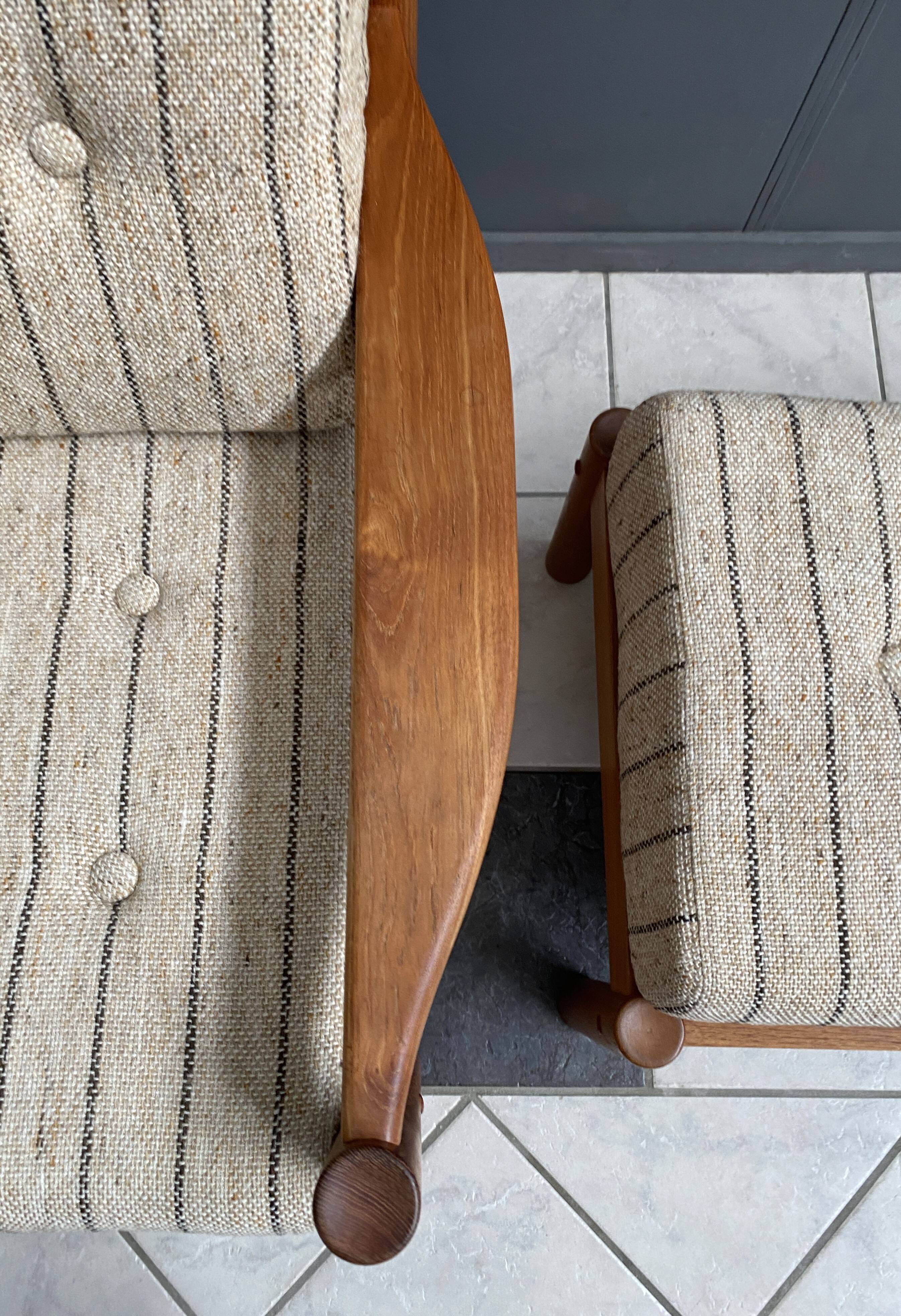 High back relax chair with hocker 1960s by Tarm Stole Denmark