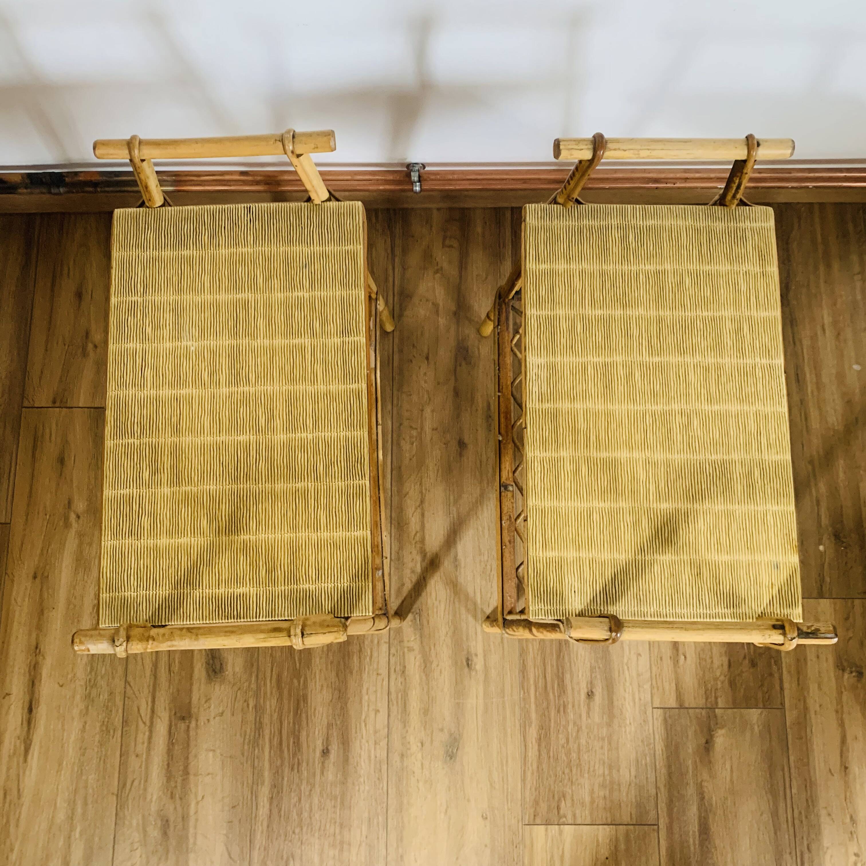 Pair of rattan bedside tables