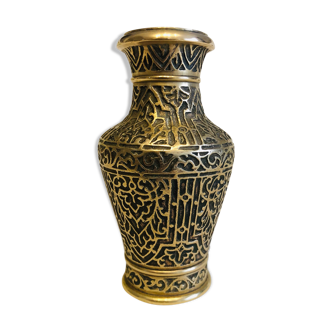 Small ciseled brass vase