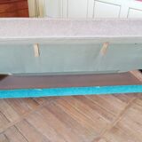 Daybed convertible sofa from the 50s and 60s teddy fabrics in two colors Turquoise and beige