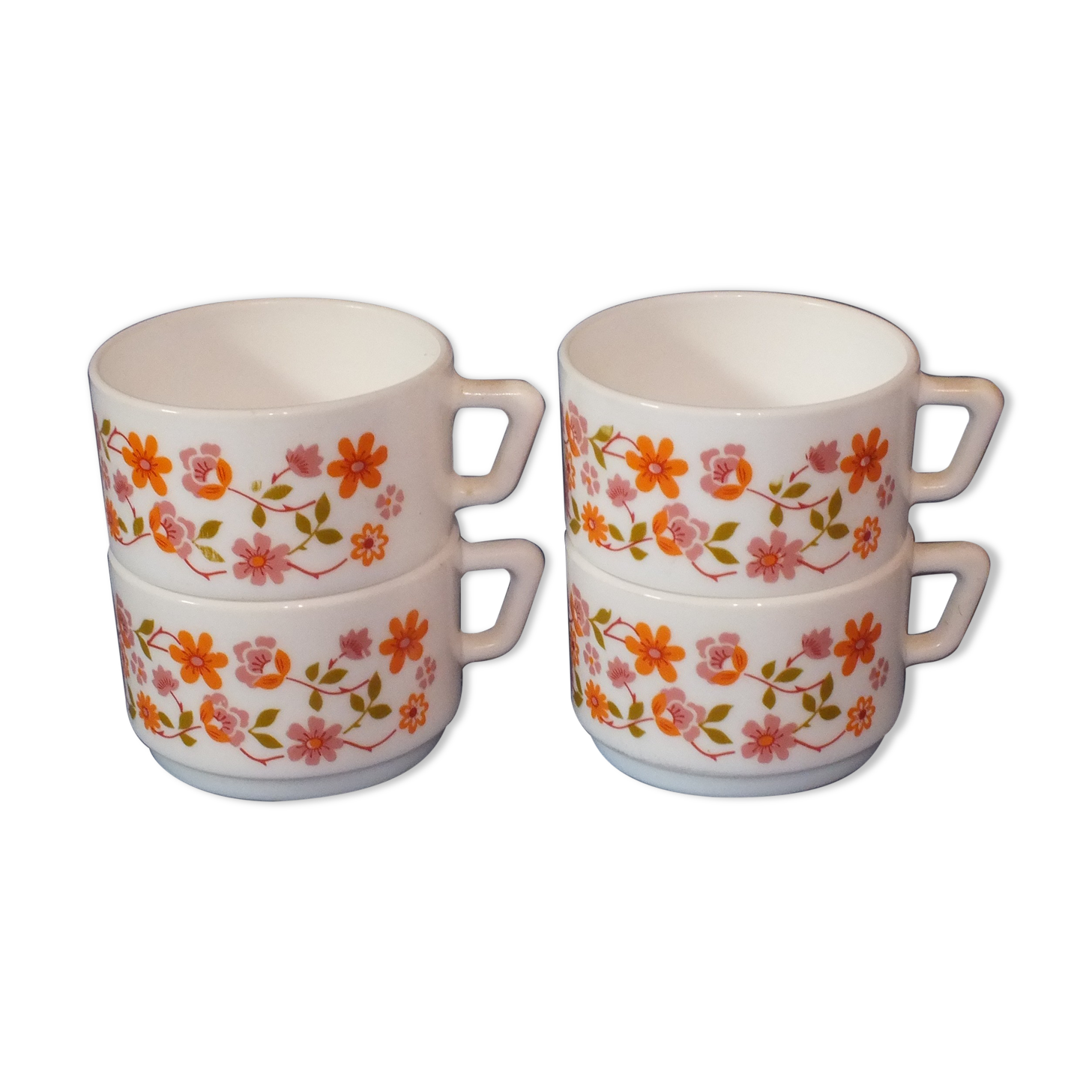 4 coffee cups Arcopal, 1970 Scania flowers