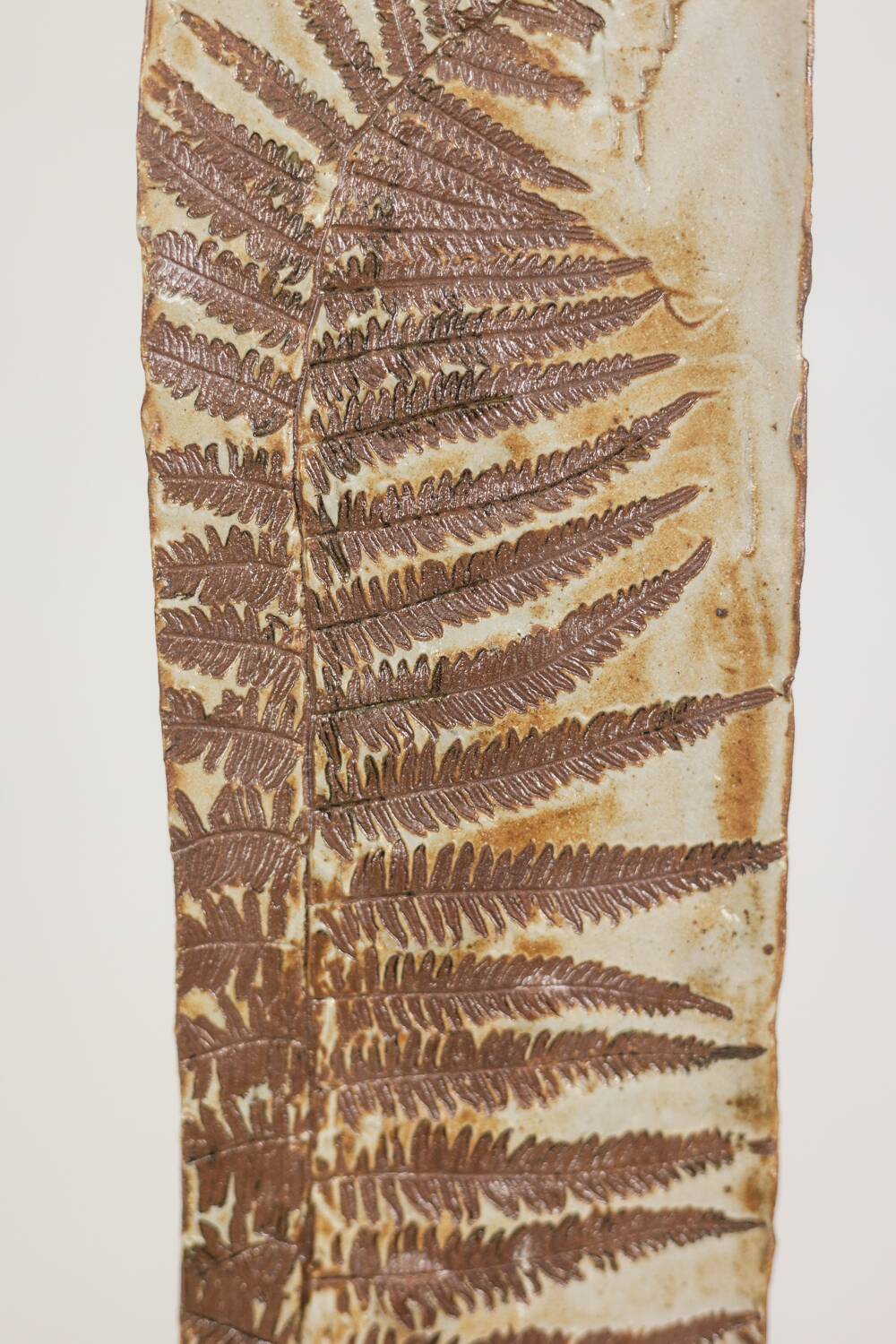 Brutalist stoneware vase with a floral decoration. 1970s.